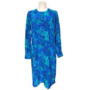 Vintage 90's Floral Print Dress- Golden Girls-Blue - 10